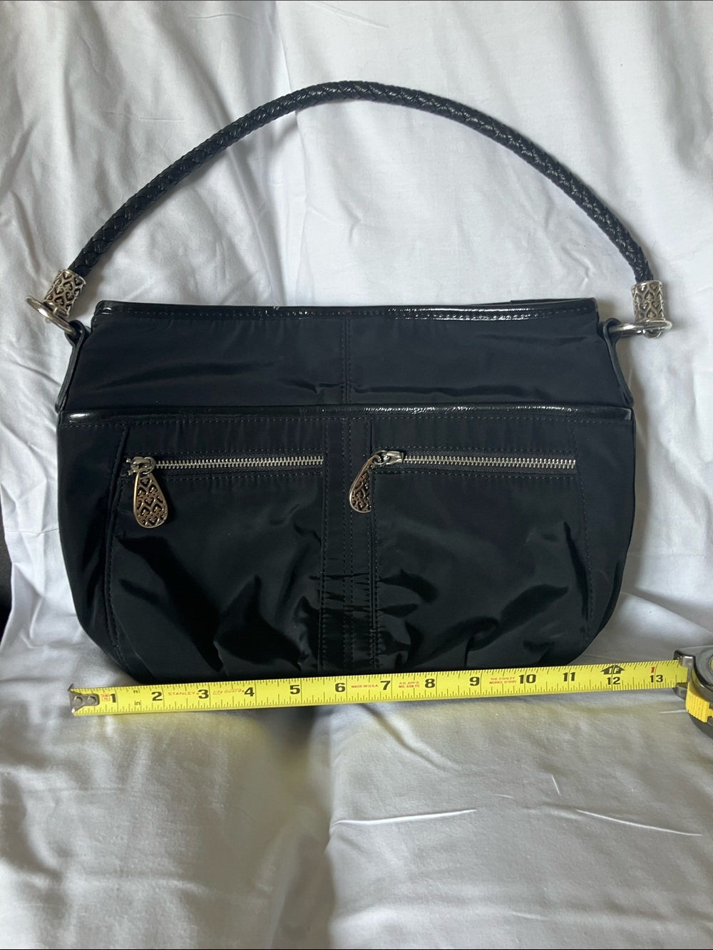Brighton Black Shoulder Bag with Braided Handle